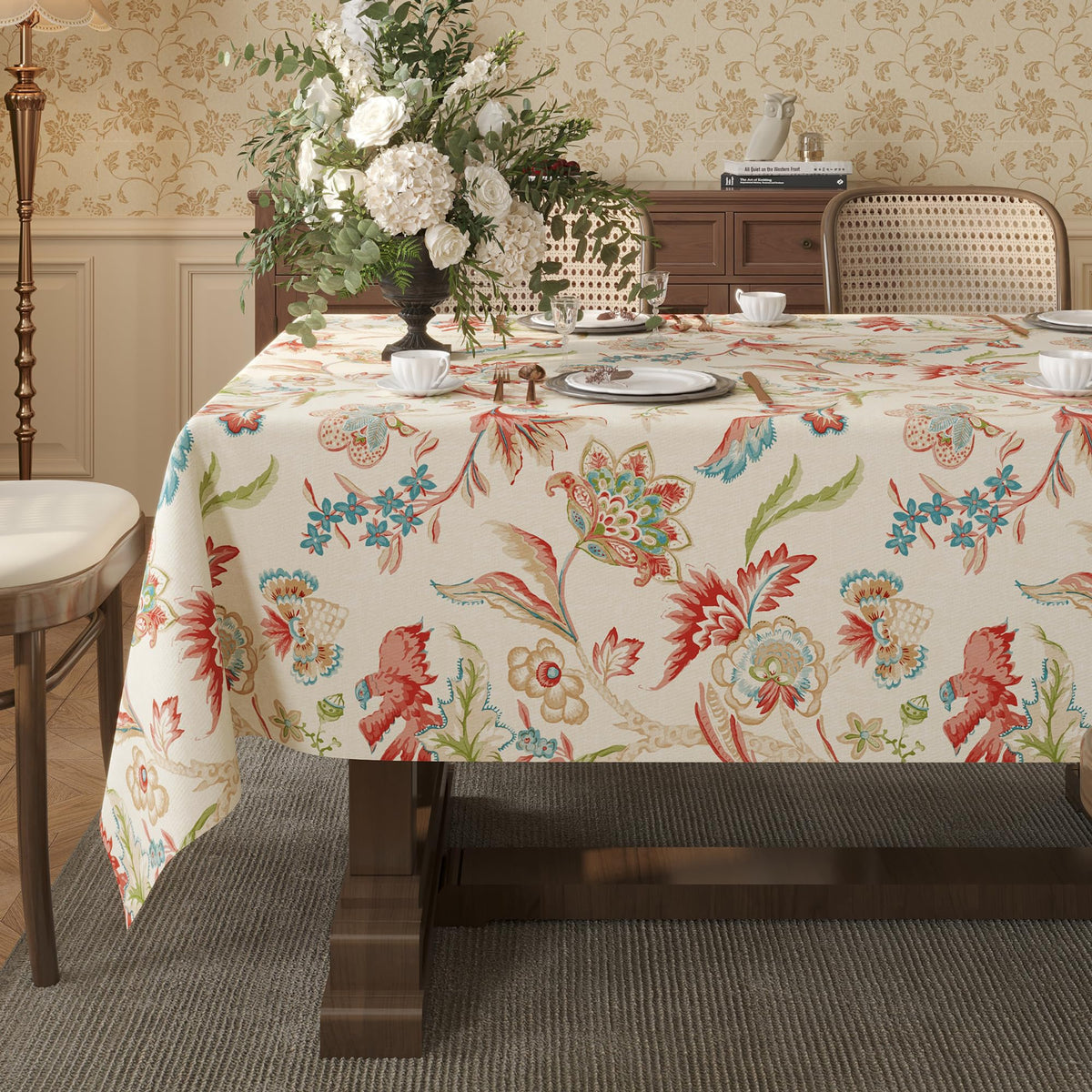 Rectangle Table Cloth,100% Waterproof Tablecloth Oil Proof Spill Proof Vinyl Table Cloth, Wipe Clean Plastic Table Cover for Dining, Camping, Indoor and Outdoor 52" x 70",Leaves