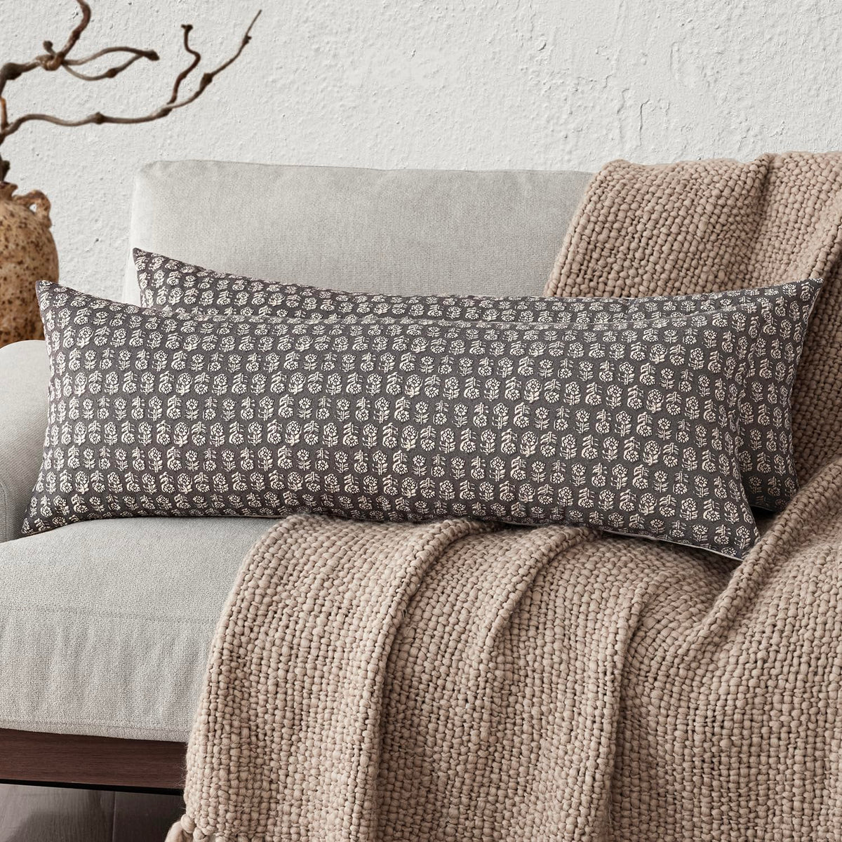 Foindtower Decorative Floral Print Throw Pillow Covers 20×20 Inch,Brown