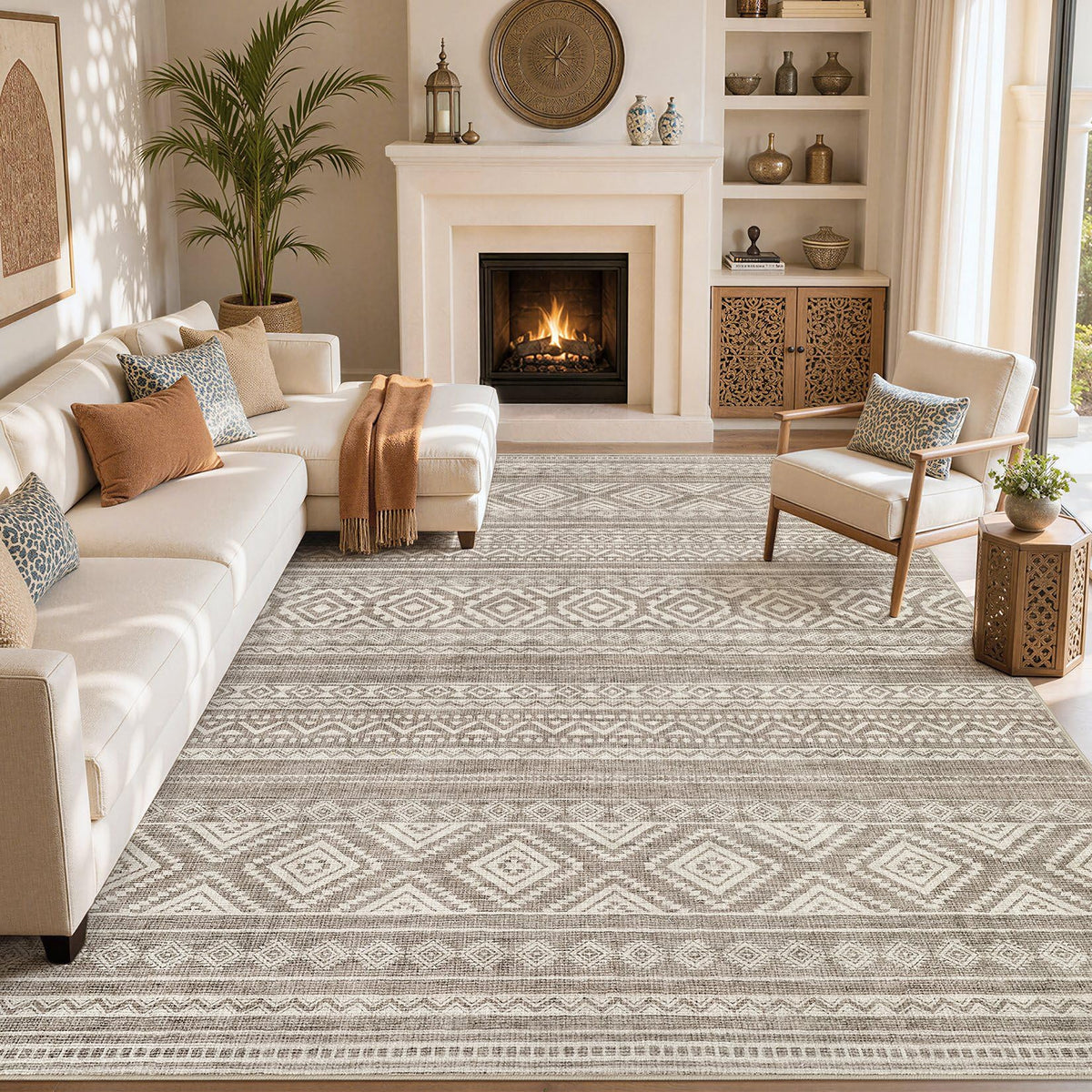 cotiled Boho 5x7 Area Rugs for Living Room: Soft Moroccan Washable Rug
