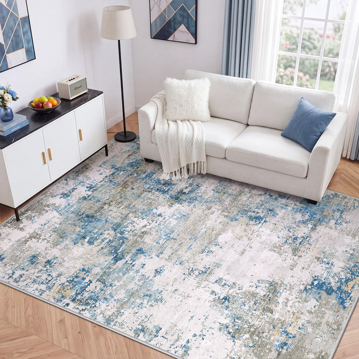 LIVELYGLOW 5x7 Washable Vintage Area Rug, Bedroom Dorm Rug
