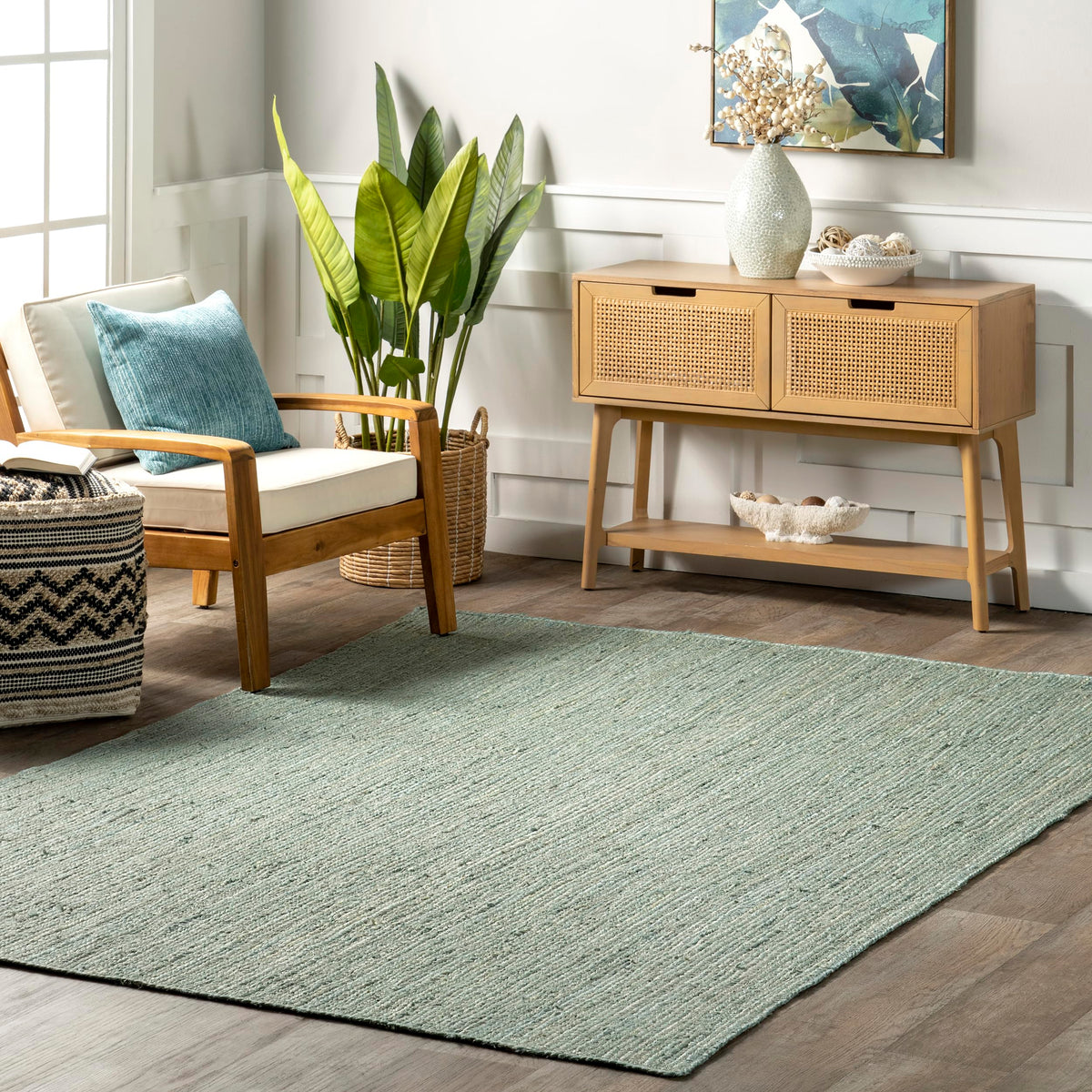 nuLOOM Rigo Natural Solid Flatweave Area Rug, 5' x 8'