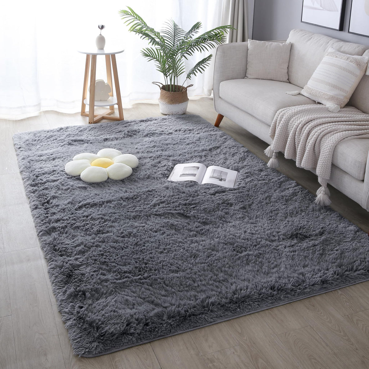 Pink Fluffy 4x6 Area Rugs for Bedroom Girls, Plush Washable Carpet