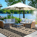 Wallona Outdoor Rug 5x8 ft, Flower Blue & White