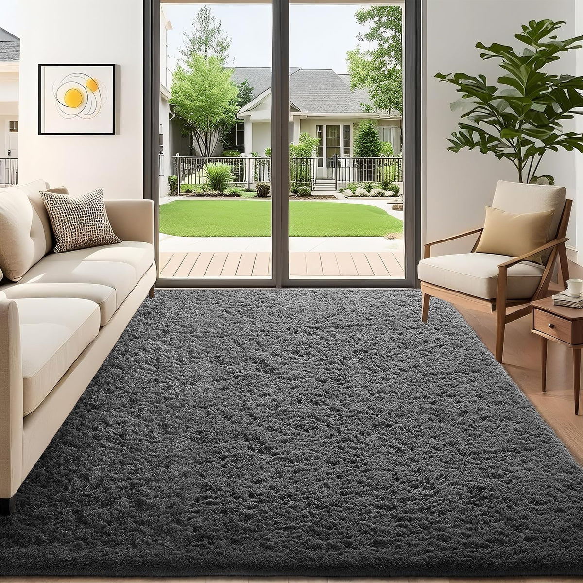 Ophanie Small Rug Upgrade Non Slip Throw Bedside Area Rugs, Fluffy Soft Grey Mini Bedroom Carpet, Affordable Door Entryway Indoor Inside Front Entrance Dog 2x3 Mat, Home Decor Aesthetic, Nursery
