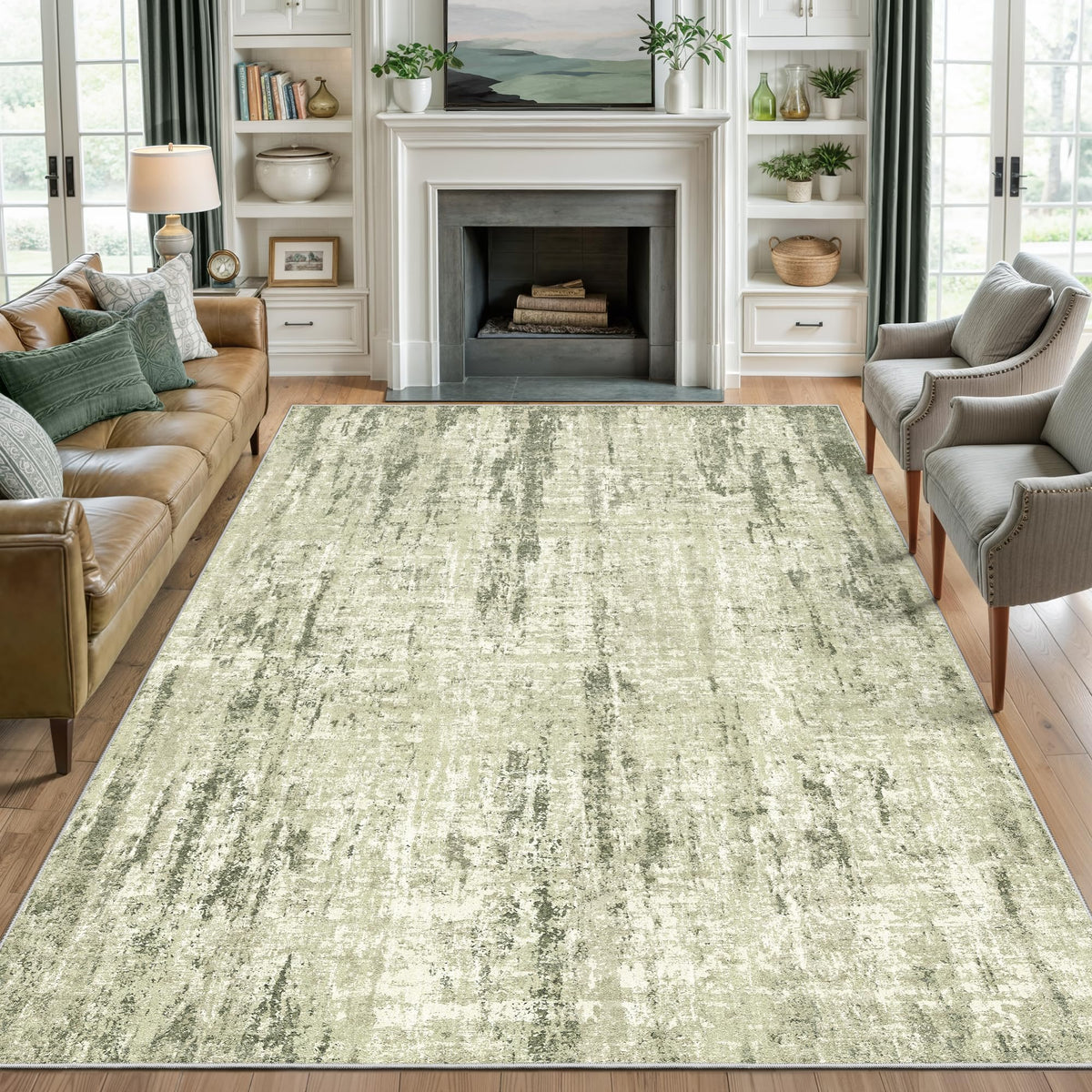 Valenrug Washable Rugs 5x7, Non Slip Large Area Rugs for Living Room, Beige