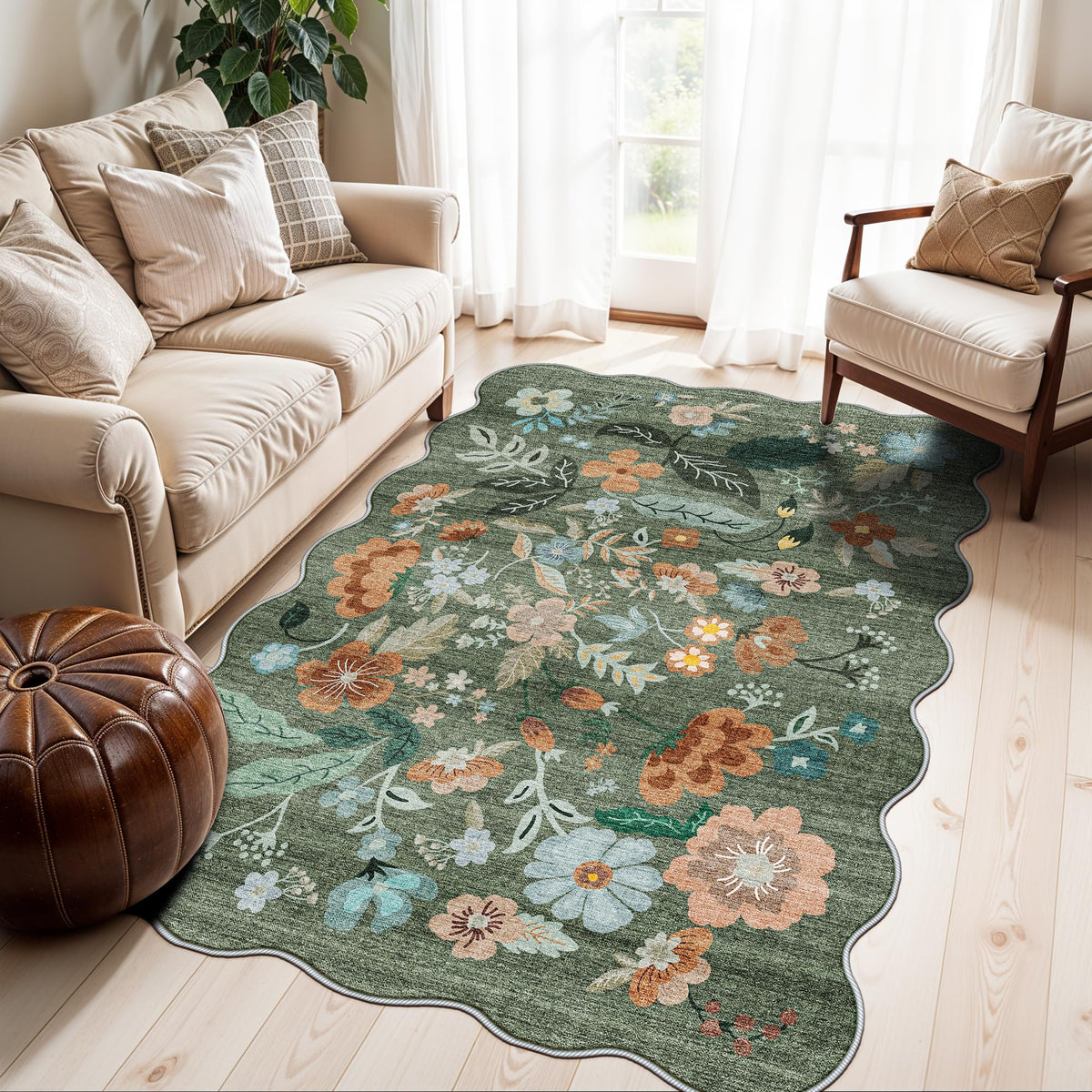 Hallway Washable Runner Rug - 2x10 Kitchen Rugs Entryway Rug Runner Vintage Soft Floor Mat Non Slip Indoor Farmhouse Carpet for Bathroom Living Room Bedroom (2 X 10, Beige)
