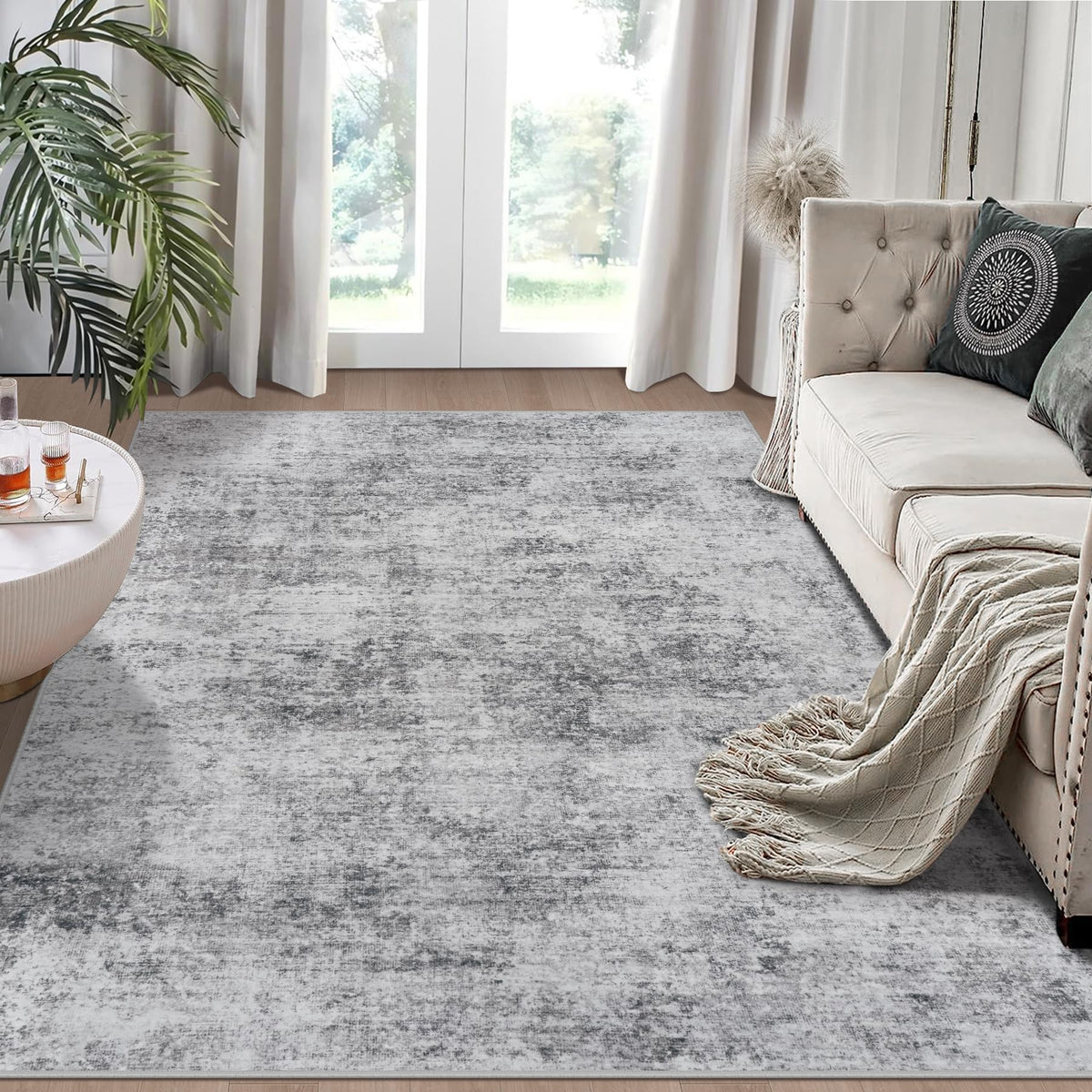 8x10 Area Rugs for Living Room Bedroom Dining Room Washable Blue Grey