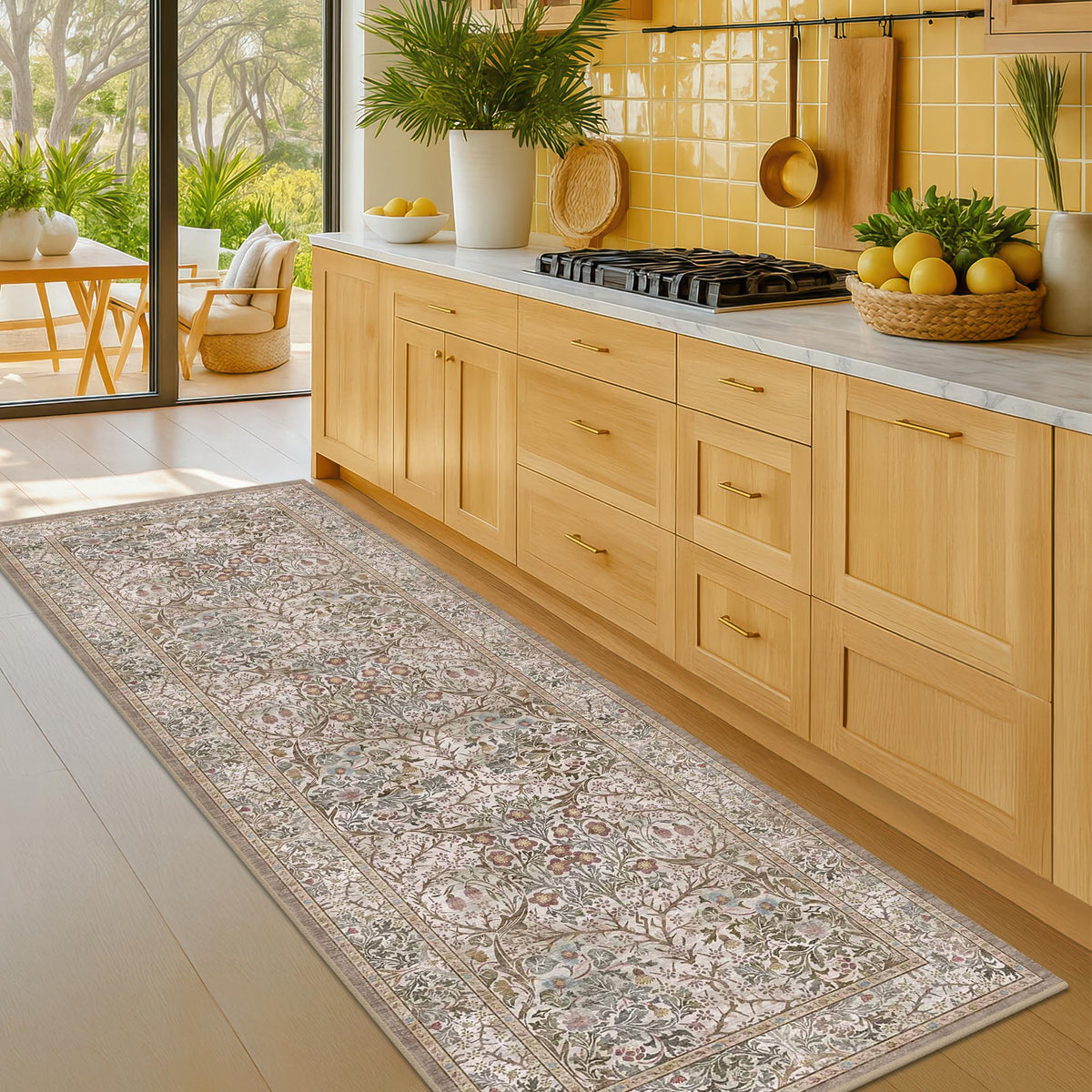 Vintage Floral Dark Green 3x5 Area Rugs for Entryway, Kitchen, Bedroom Beside Rug, Laundry Room, Non-Slip Low Pile Ultra Soft Stain Resistant Small Carpet