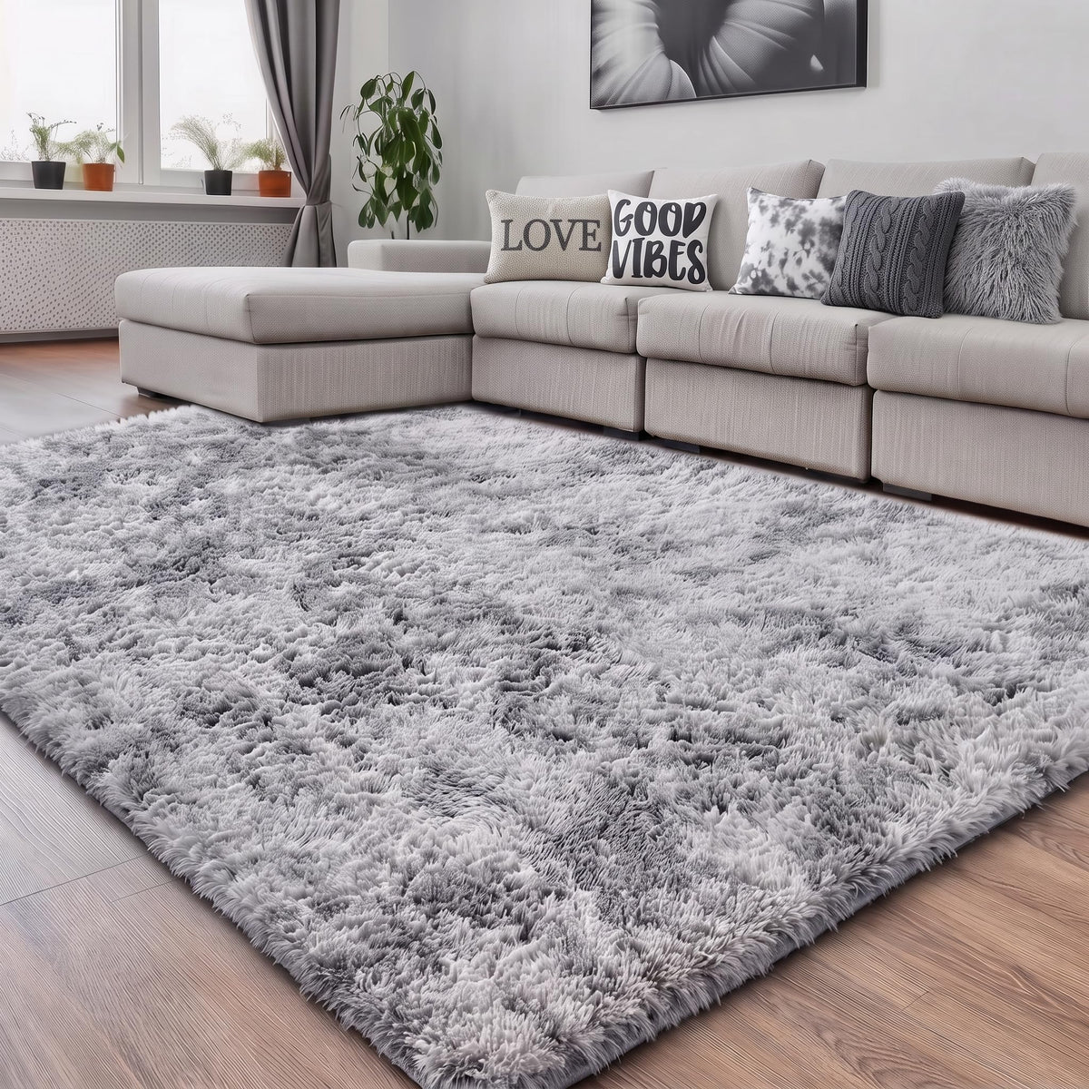Amdrebio Grass Green Fluffy Area Rug 4x6 for Bedroom Classroom Living Room