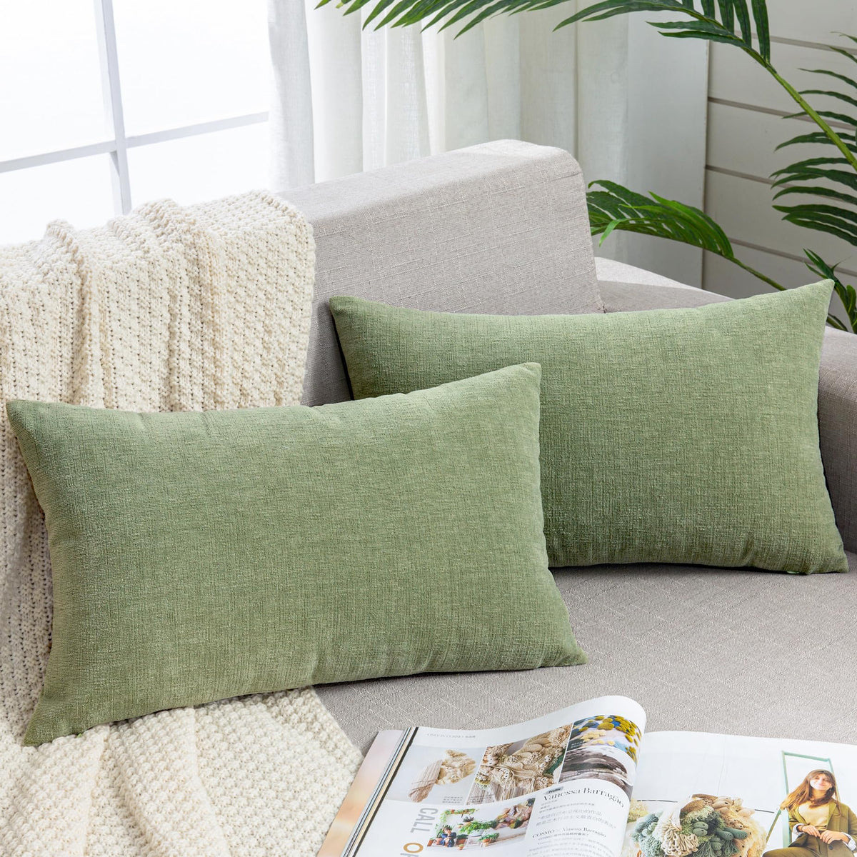 GAWAMAY Decorative Throw Pillow Covers 16x16 Inch Set of 2, Super Soft Chenille Square Pillows Farmhouse Fall Pillowcase for Living Room Bedroom Sofa Couch Cushion Cover Navy Blue 40x40cm