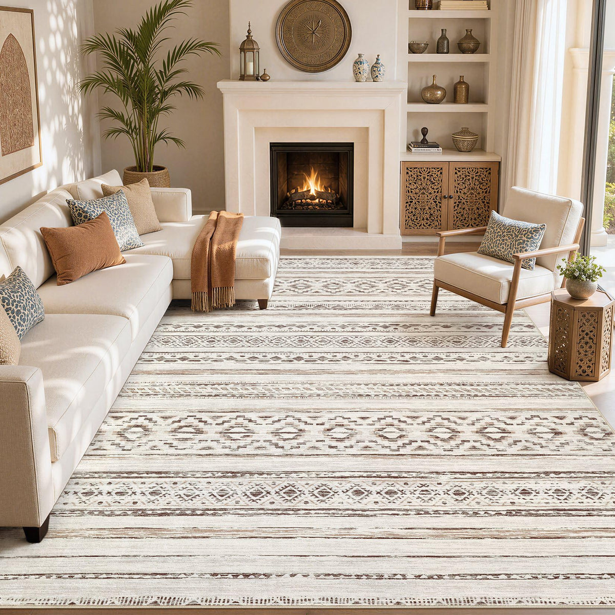 cotiled Boho 5x7 Area Rugs for Living Room: Soft Moroccan Washable Rug
