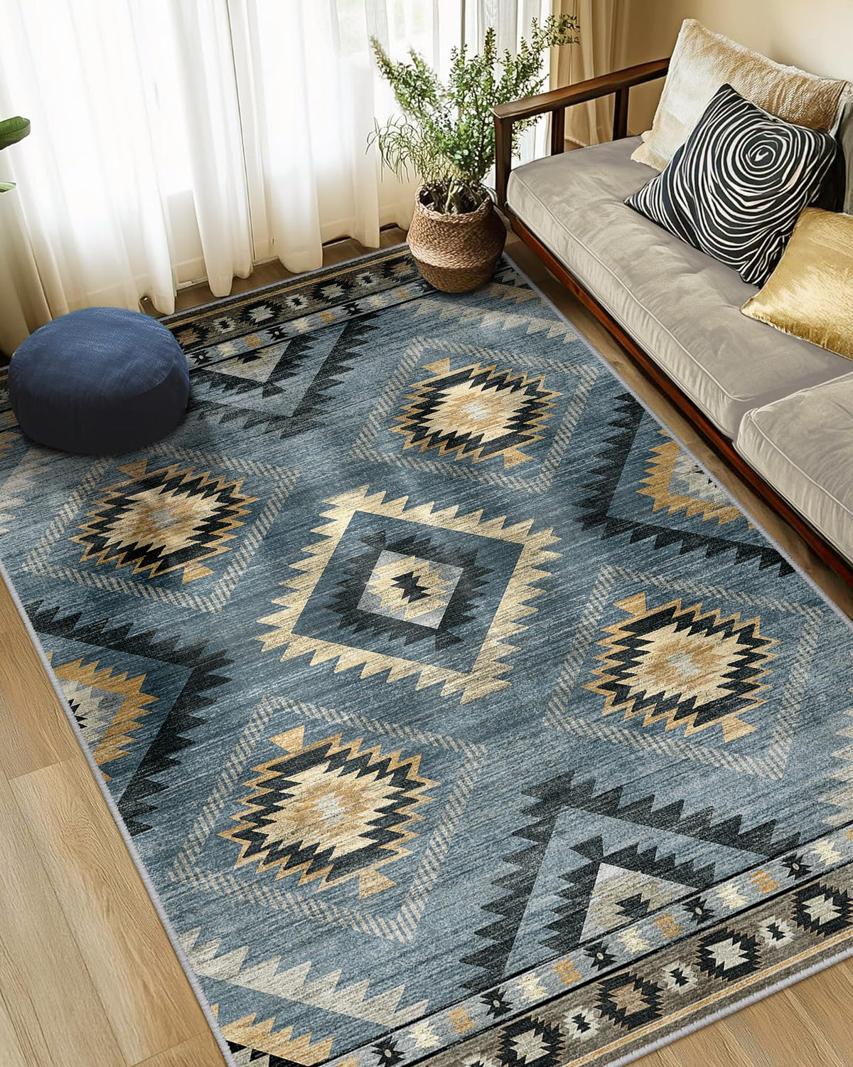 BESTSWEETIE 5'x7' Washable Area Rug for Living Room Bedroom Black