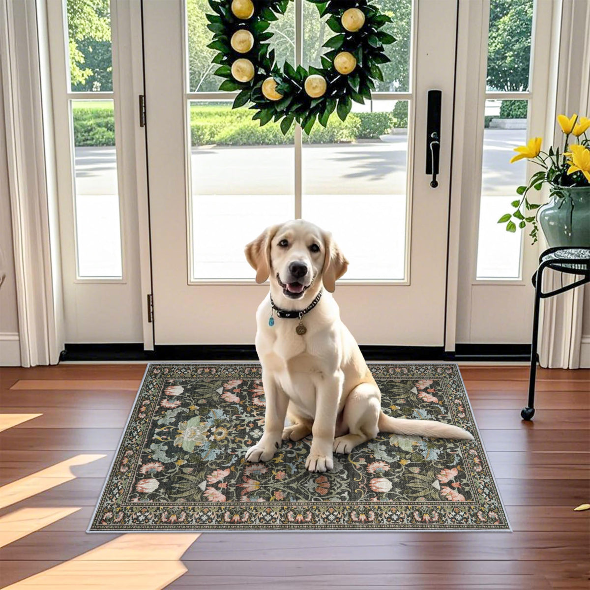 Hallway Washable Runner Rug - 2x10 Kitchen Rugs Entryway Rug Runner Vintage Soft Floor Mat Non Slip Indoor Farmhouse Carpet for Bathroom Living Room Bedroom (2 X 10, Beige)