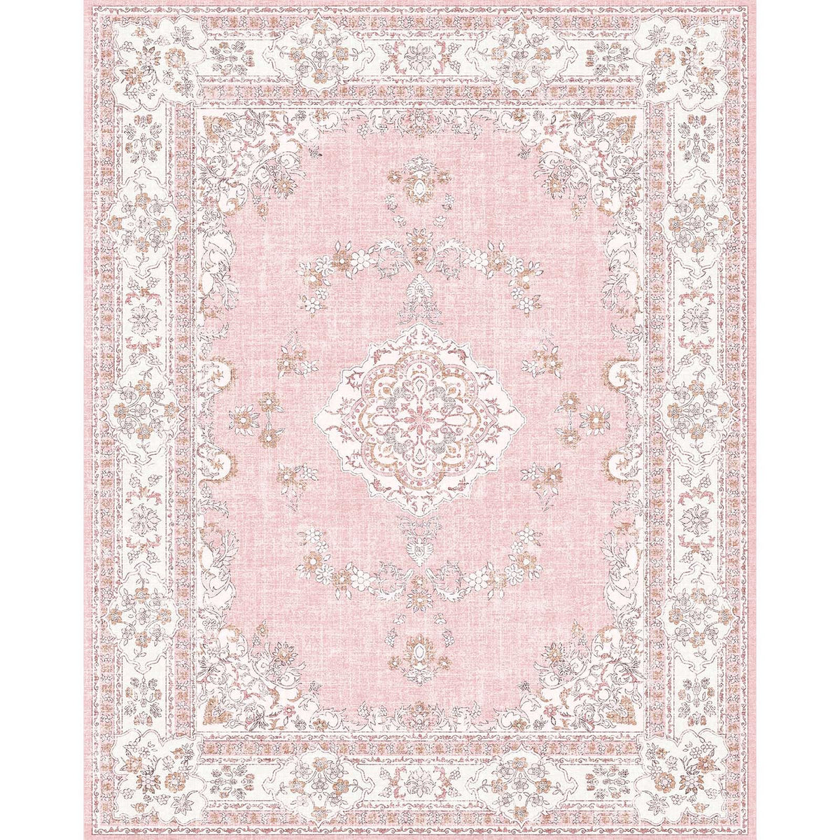 Soft Pink Rug for Girls Room: 5x8 Vintage Washable Carpet Bedroom Nursery