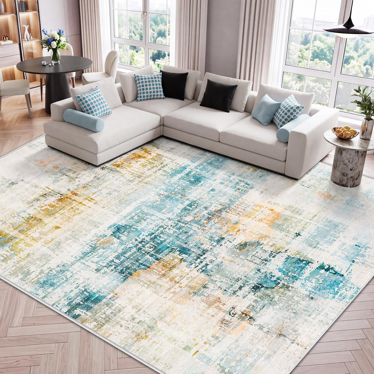 LIVELYGLOW 5x7 Washable Vintage Area Rug, Bedroom Dorm Rug