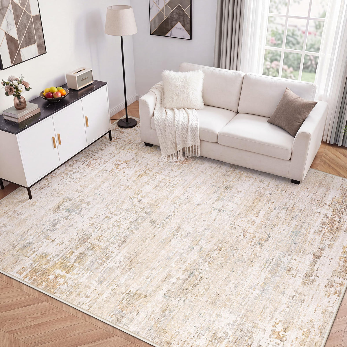 LIVELYGLOW 5x7 Washable Vintage Area Rug, Bedroom Dorm Rug