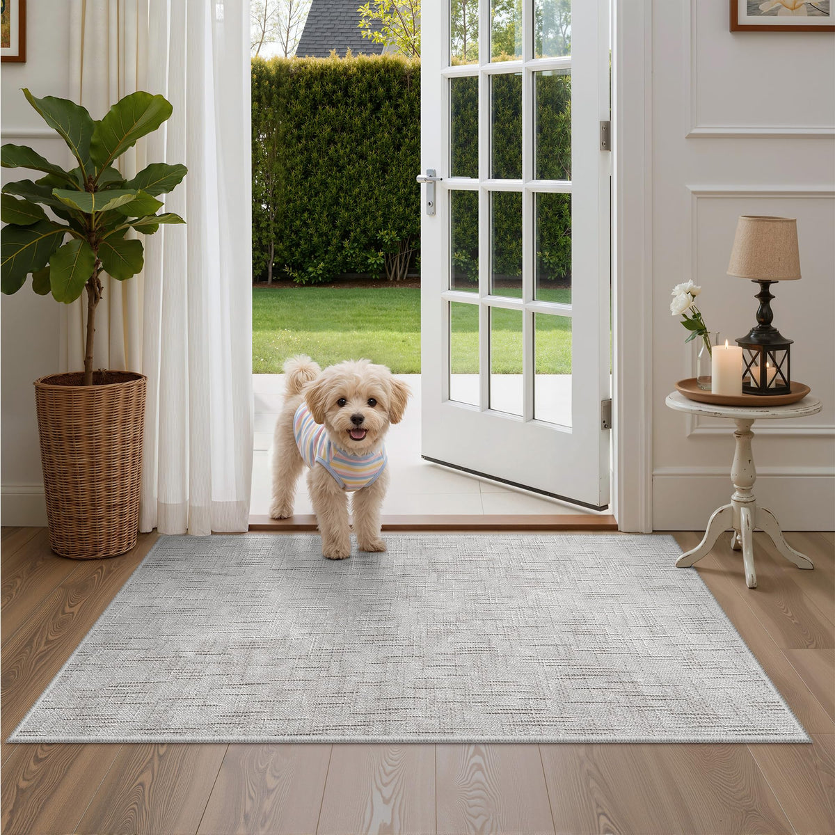 Valenrug Washable Rugs 5x7, Non Slip Large Area Rugs for Living Room, Beige