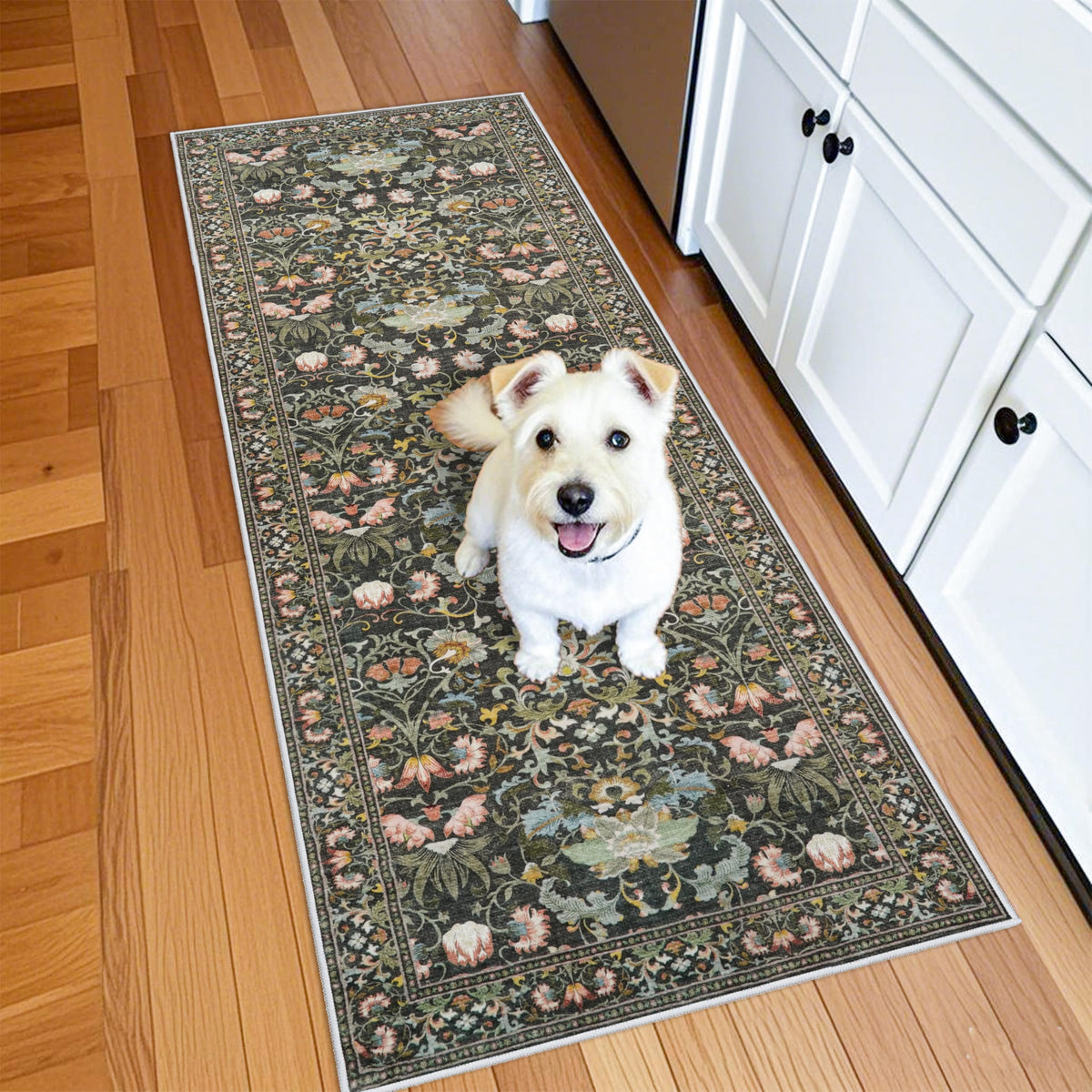 Hallway Washable Runner Rug - 2x10 Kitchen Rugs Entryway Rug Runner Vintage Soft Floor Mat Non Slip Indoor Farmhouse Carpet for Bathroom Living Room Bedroom (2 X 10, Beige)