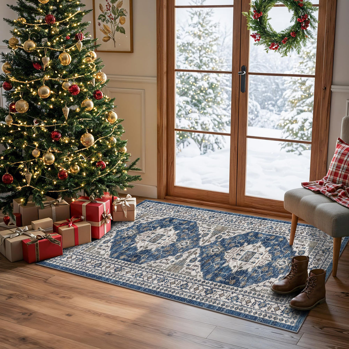 Hallway Washable Runner Rug - 2x10 Kitchen Rugs Entryway Rug Runner Vintage Soft Floor Mat Non Slip Indoor Farmhouse Carpet for Bathroom Living Room Bedroom (2 X 10, Beige)