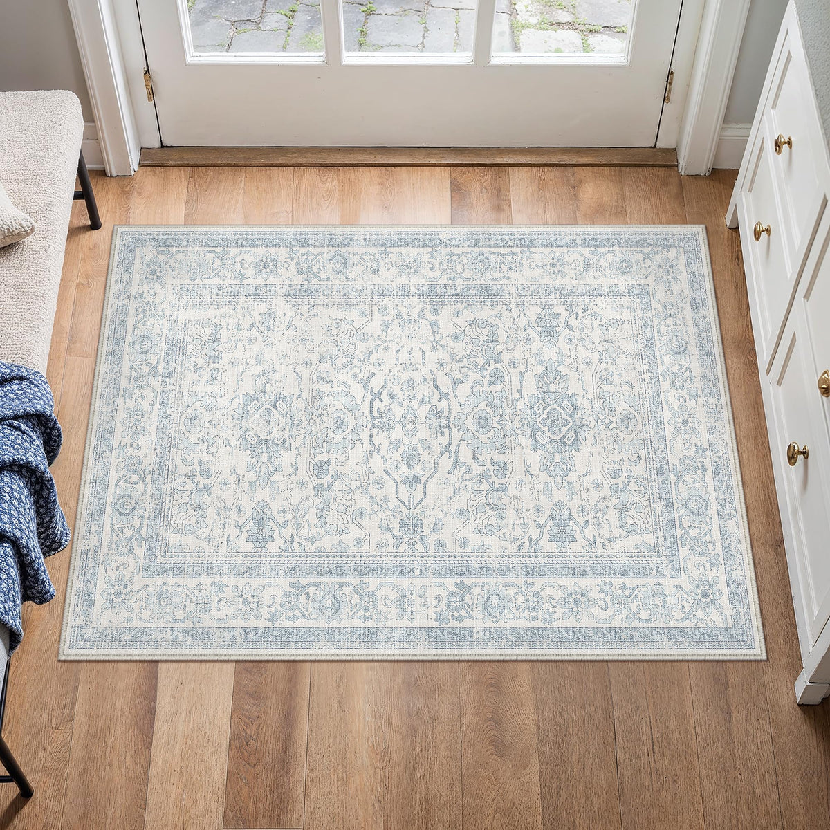 HUGEAR 3x5 Colorful Retro Floral Washable Area Rug for Entryway
