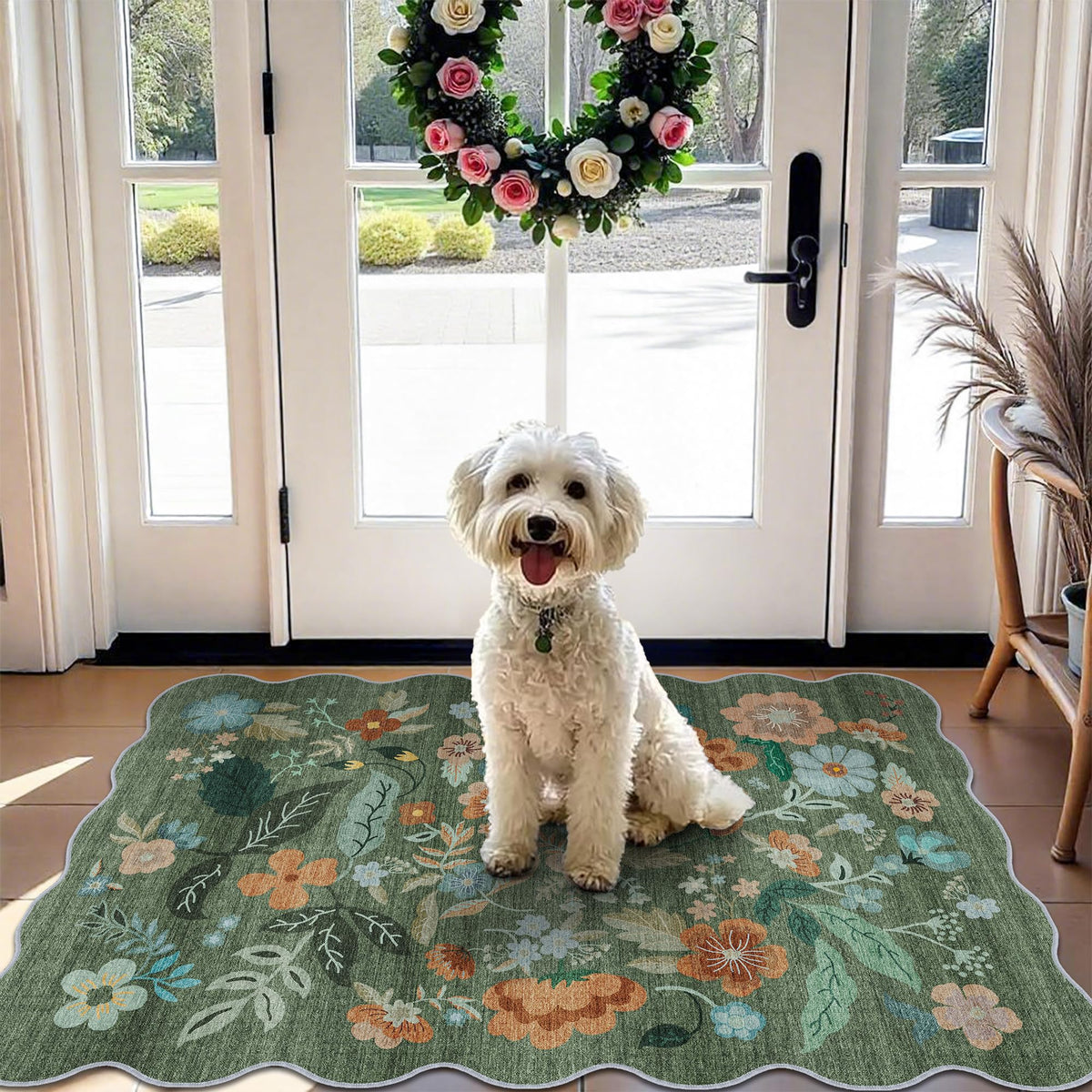 Hallway Washable Runner Rug - 2x10 Kitchen Rugs Entryway Rug Runner Vintage Soft Floor Mat Non Slip Indoor Farmhouse Carpet for Bathroom Living Room Bedroom (2 X 10, Beige)