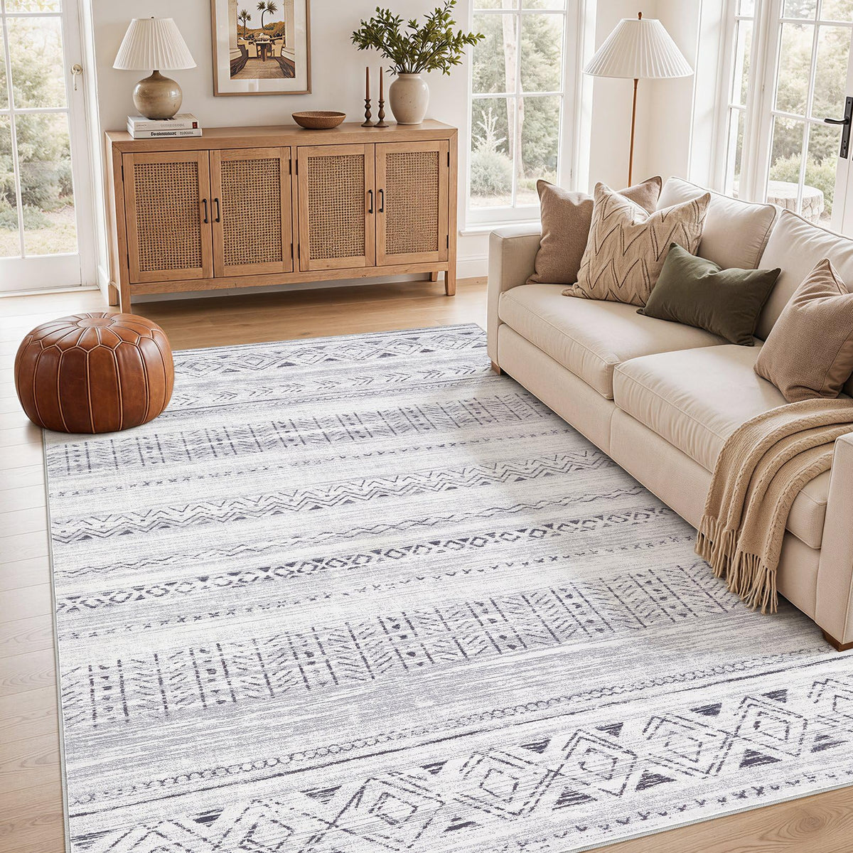 cotiled Boho 5x7 Area Rugs for Living Room: Soft Moroccan Washable Rug