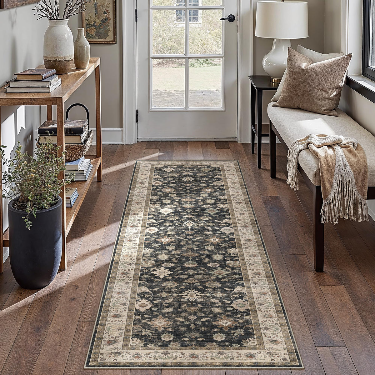 HUGEAR 3x5 Colorful Retro Floral Washable Area Rug for Entryway