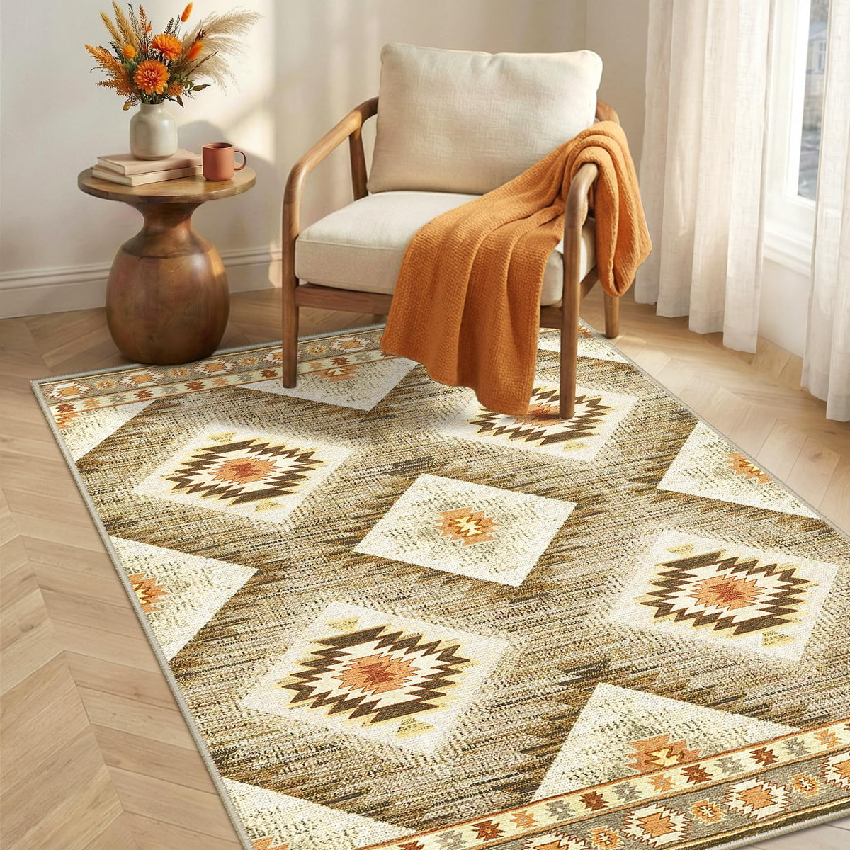 BESTSWEETIE 5'x7' Washable Area Rug for Living Room Bedroom Black