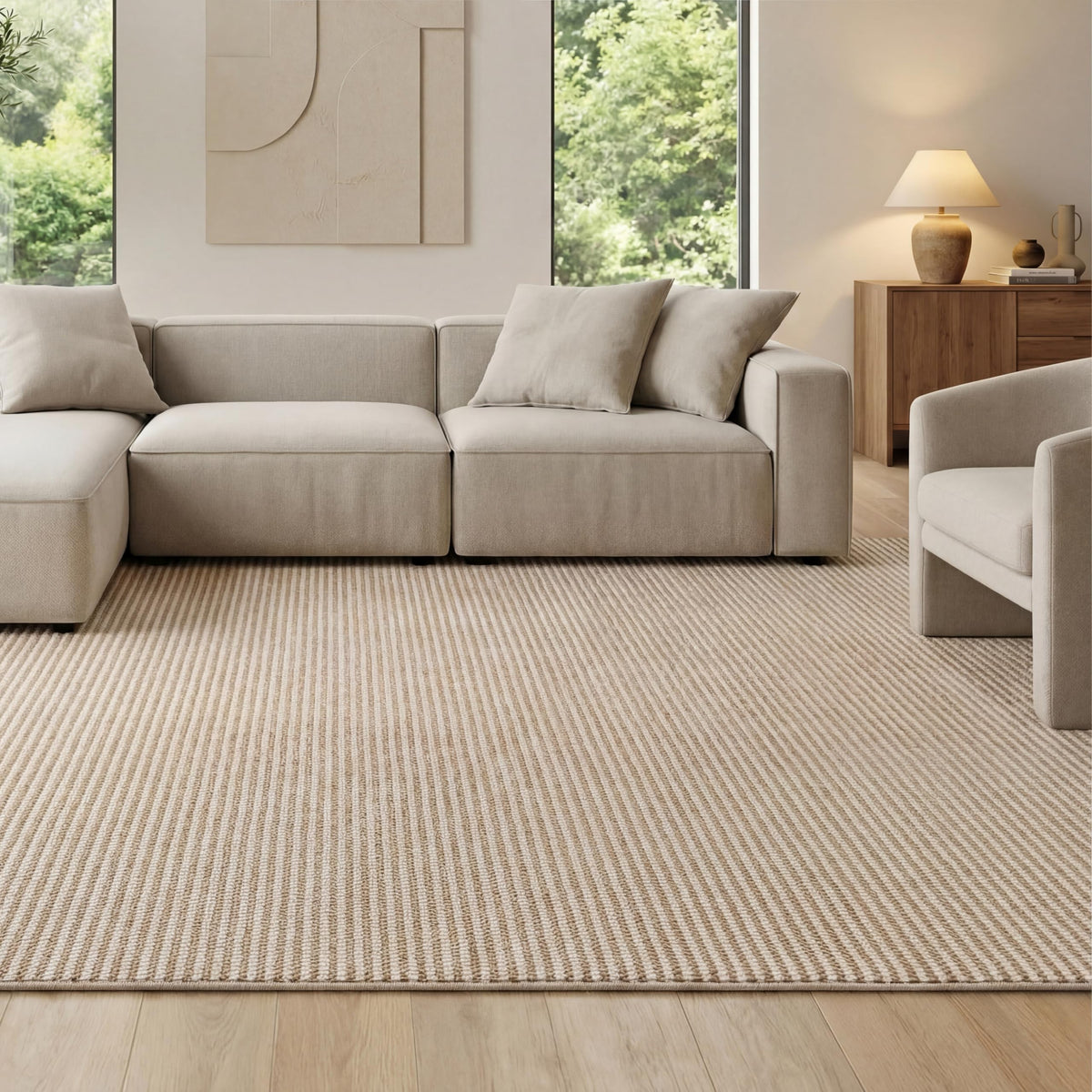 Bedsure 9x12 Faux Wool Area Rug for Living Room, Machine Washable, Beige