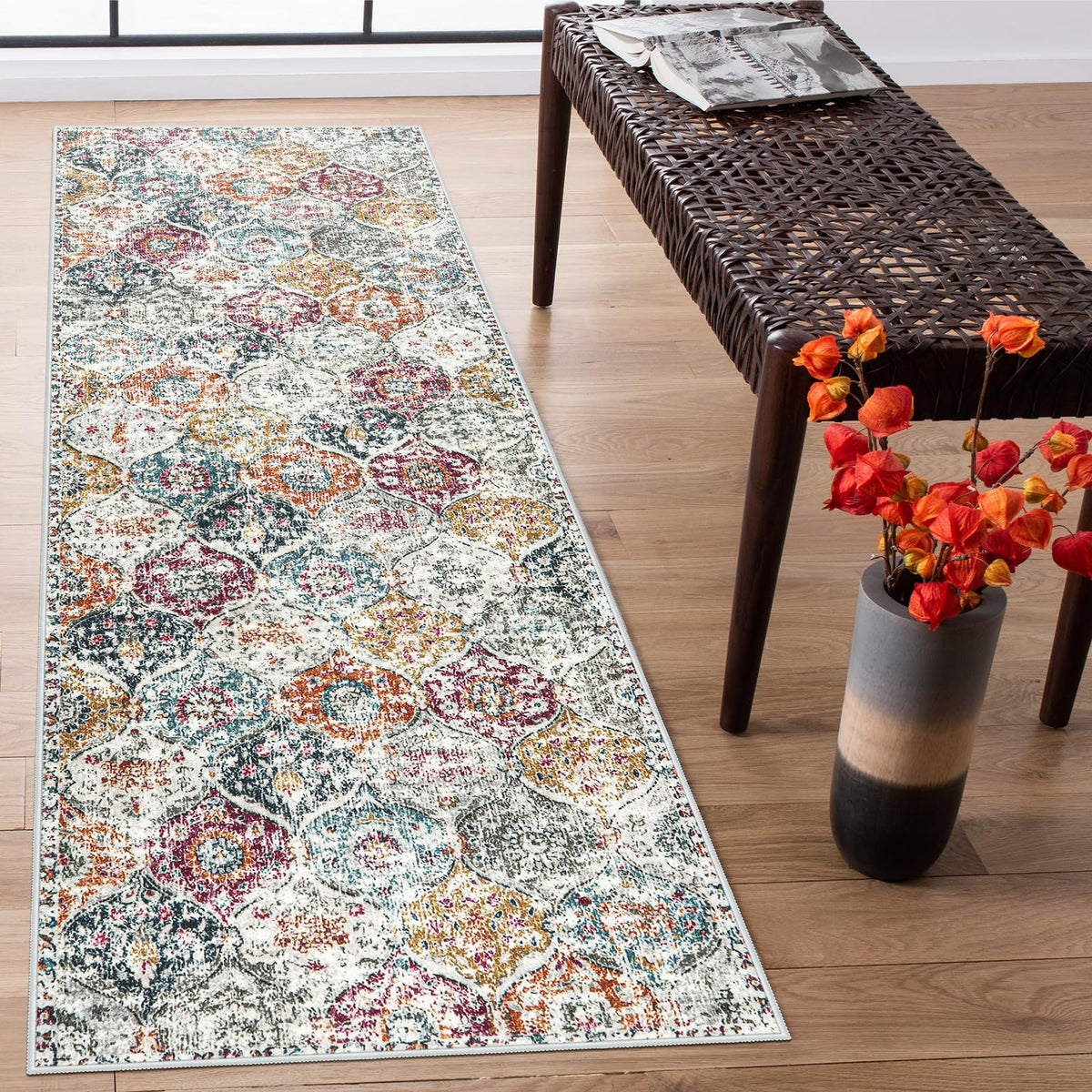 Lahome Moroccan Machine Washable Rugs for Living Room, 4x6 Rug for Bedroom