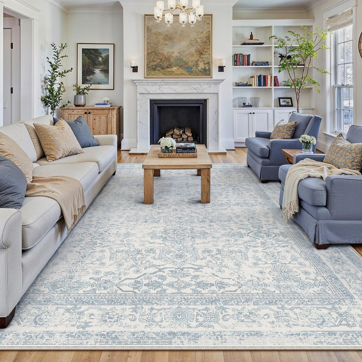 HUGEAR 3x5 Colorful Retro Floral Washable Area Rug for Entryway