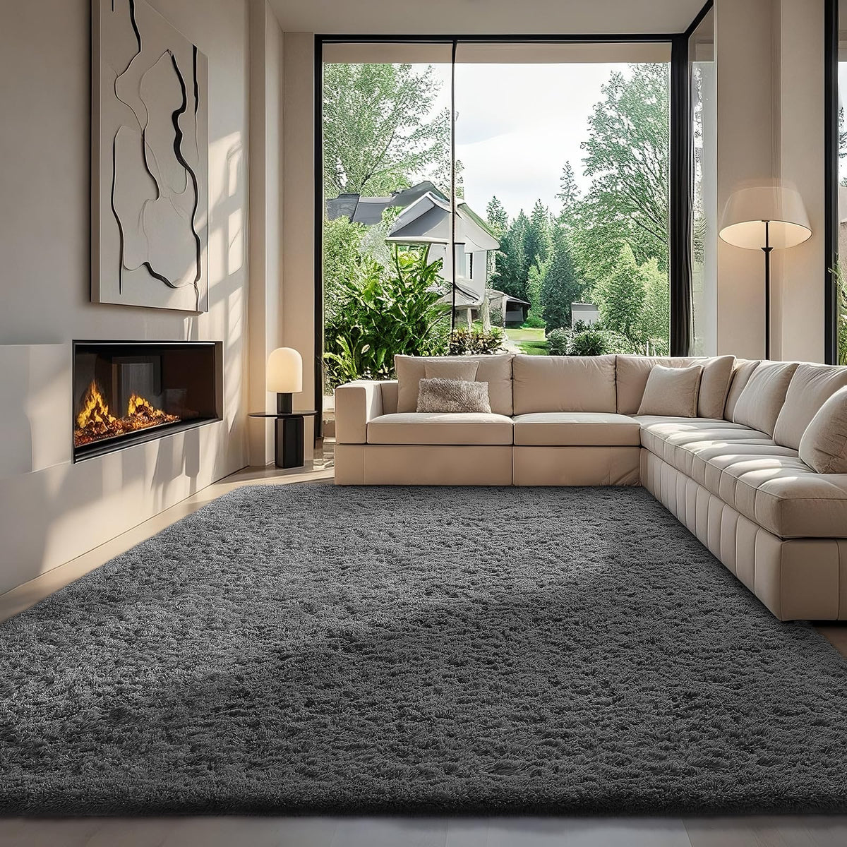 Ophanie Area Rugs for Bedroom, Christmas Upgrade Non-Slip Ivory Fluffy Soft Shag Living Room Carpet, Indoor Floor 4x6 Fuzzy Shaggy Plush Nursery Rug for Kids Dorm Decor with Over 99 pcs Pile fibers