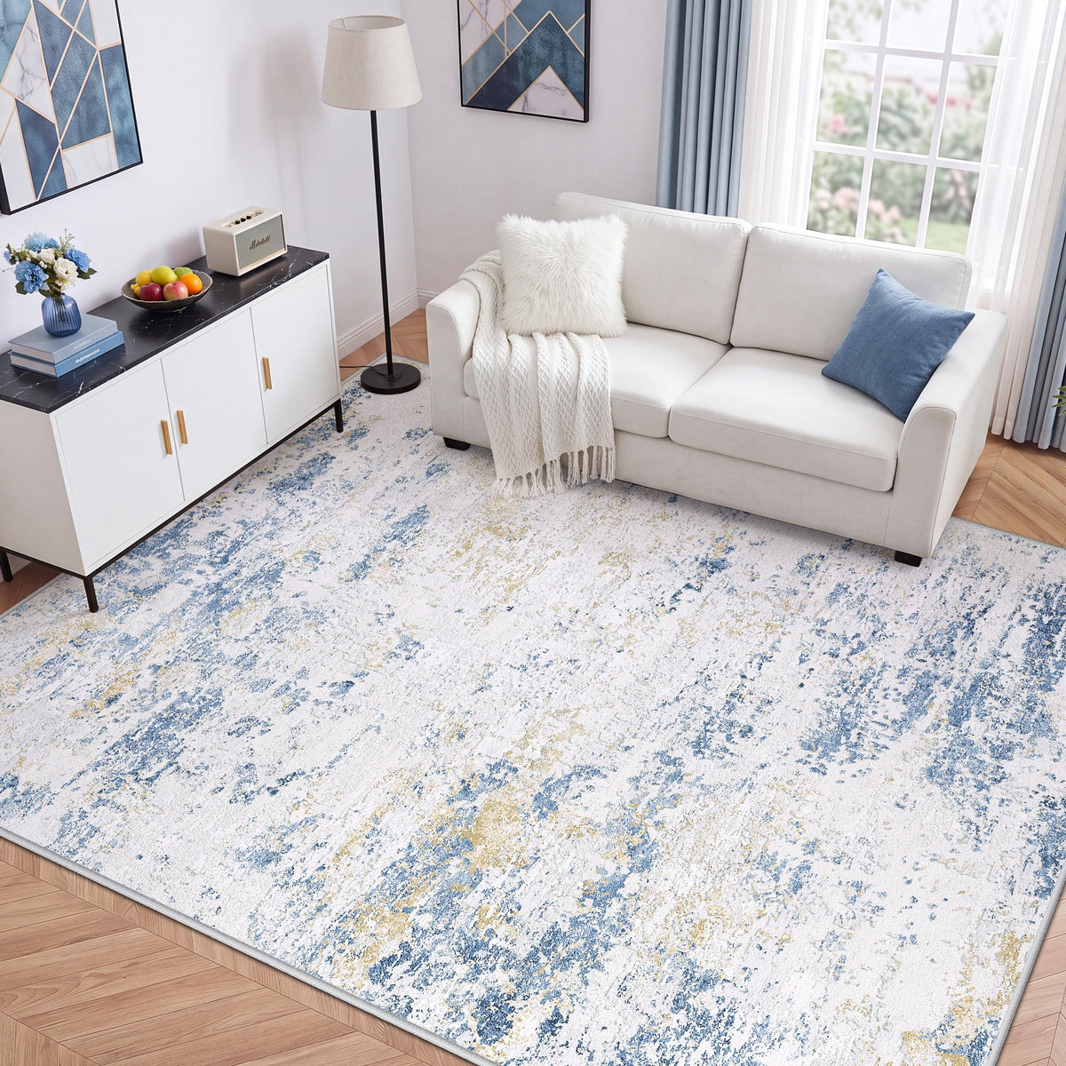 LIVELYGLOW 5x7 Washable Vintage Area Rug, Bedroom Dorm Rug