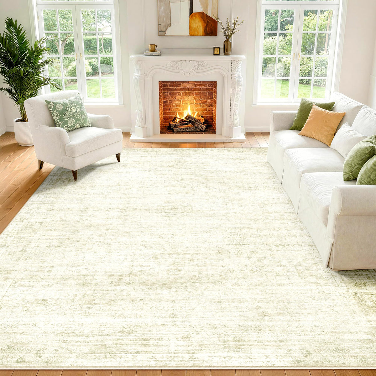 LIVELYGLOW 5x7 Washable Vintage Area Rug, Bedroom Dorm Rug