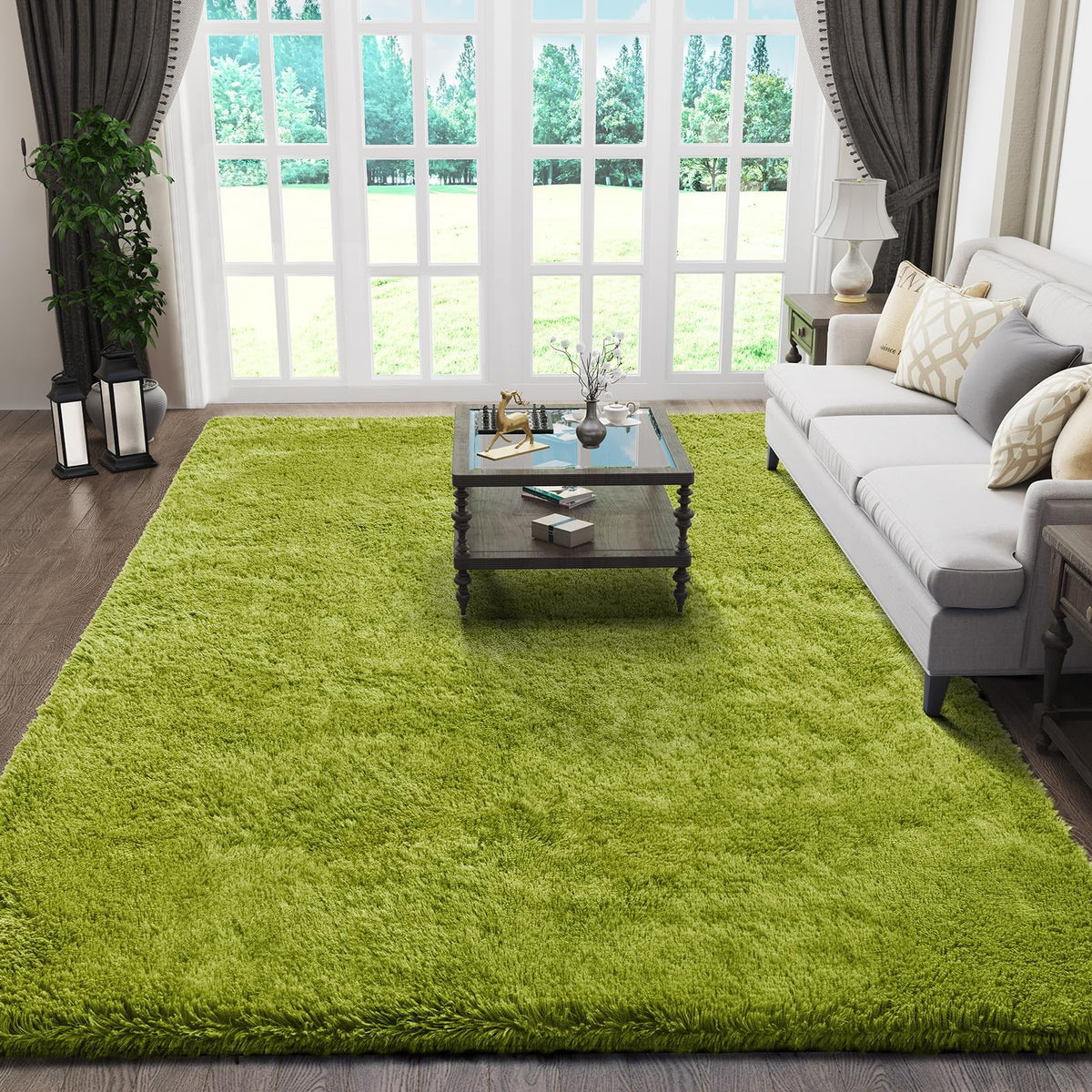 Ophanie Area Rugs for Living Room Bedroom, Washable Non-Slip Fluffy Soft Grey Shag Carpet, Indoor Floor Gray 4x6 Fuzzy Shaggy Living Room Plush Rug for Kids Home Dorm Decor Aesthetic