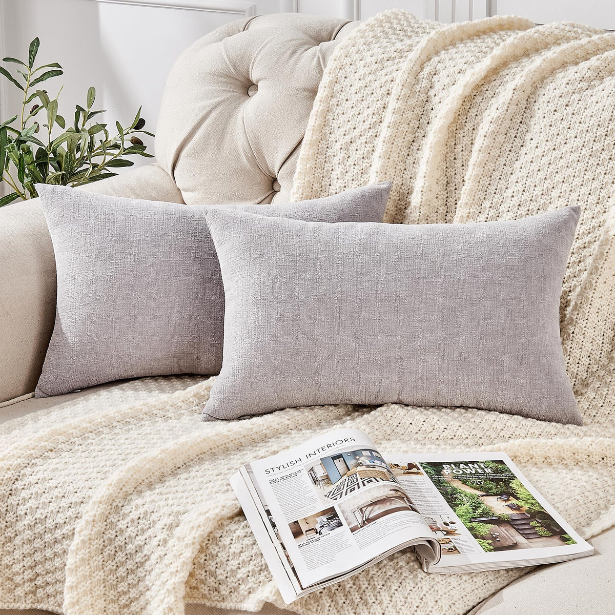 GAWAMAY Decorative Throw Pillow Covers 16x16 Inch Set of 2, Super Soft Chenille Square Pillows Farmhouse Fall Pillowcase for Living Room Bedroom Sofa Couch Cushion Cover Navy Blue 40x40cm