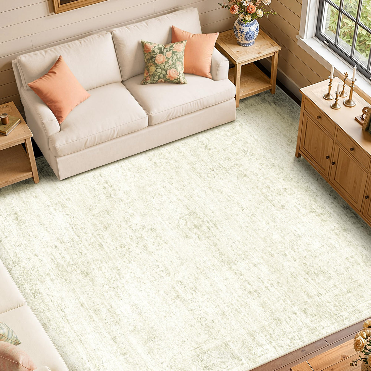 LIVELYGLOW 5x7 Washable Vintage Area Rug, Bedroom Dorm Rug