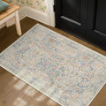 Vintage Floral Dark Green 3x5 Area Rugs for Entryway, Kitchen, Bedroom Beside Rug, Laundry Room, Non-Slip Low Pile Ultra Soft Stain Resistant Small Carpet