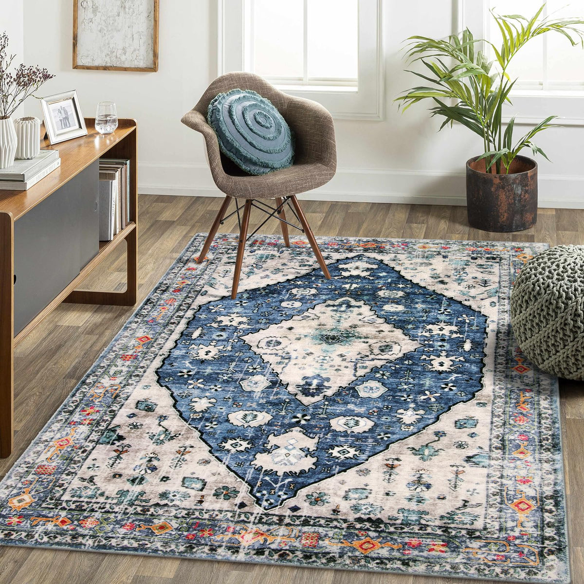 Lahome Felice Boho Tribal 2x3 Washable Small Rugs for Entryway Doormat Indoor Entrance, Throw Rugs with Rubber Backing, Bohemian Soft Non-Slip Bathroom Carpet for Bath Front Door Kitchen Floor