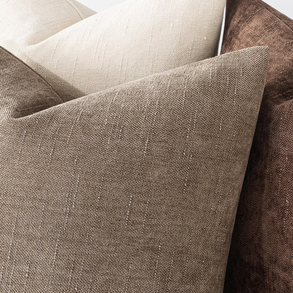 MIULEE Textured Chenille Throw Pillow Covers 20x20 Inch Taupe Grey