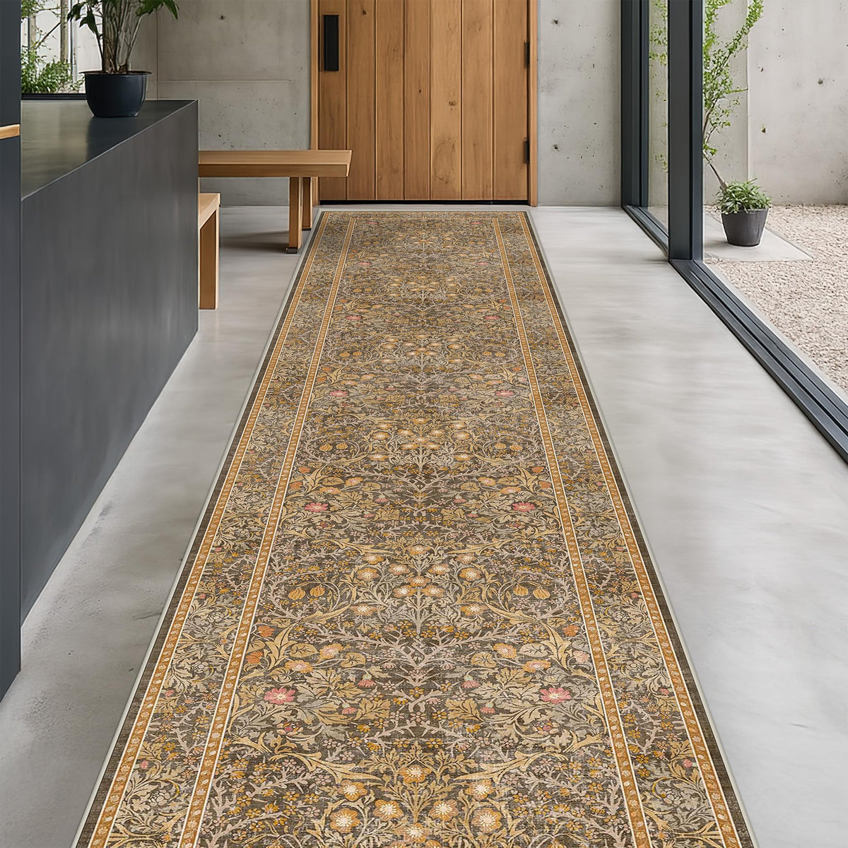 Vintage Floral Dark Green 3x5 Area Rugs for Entryway, Kitchen, Bedroom Beside Rug, Laundry Room, Non-Slip Low Pile Ultra Soft Stain Resistant Small Carpet
