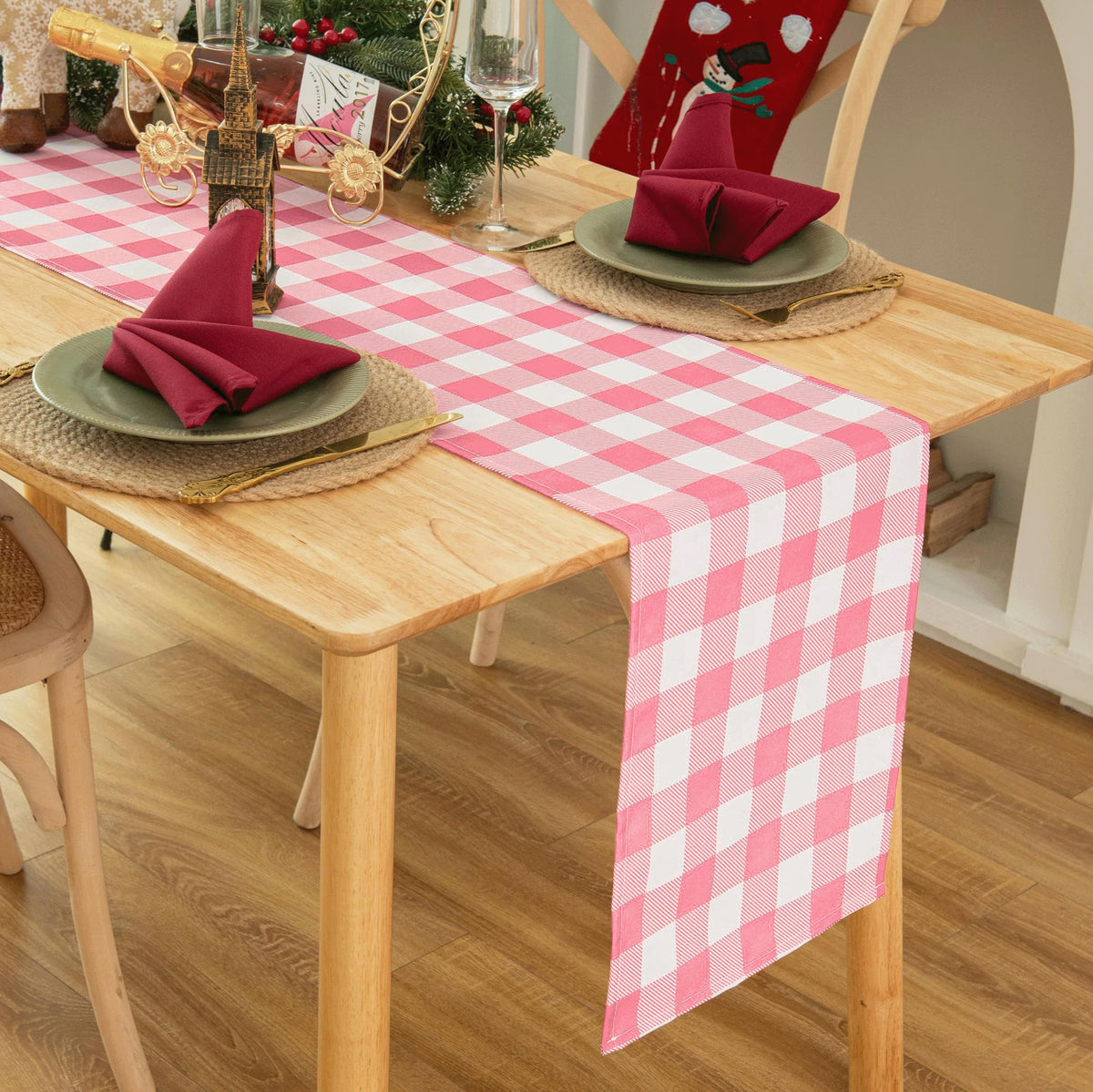 Waterproof Checkered Tablecloth Fabric - Rectangle 58x84 Inch Classic Gingham Buffalo Plaid Table Cloth for Indoor/Outdoor Use - Washable Table Cover for Kitchen, BBQs, and Parties