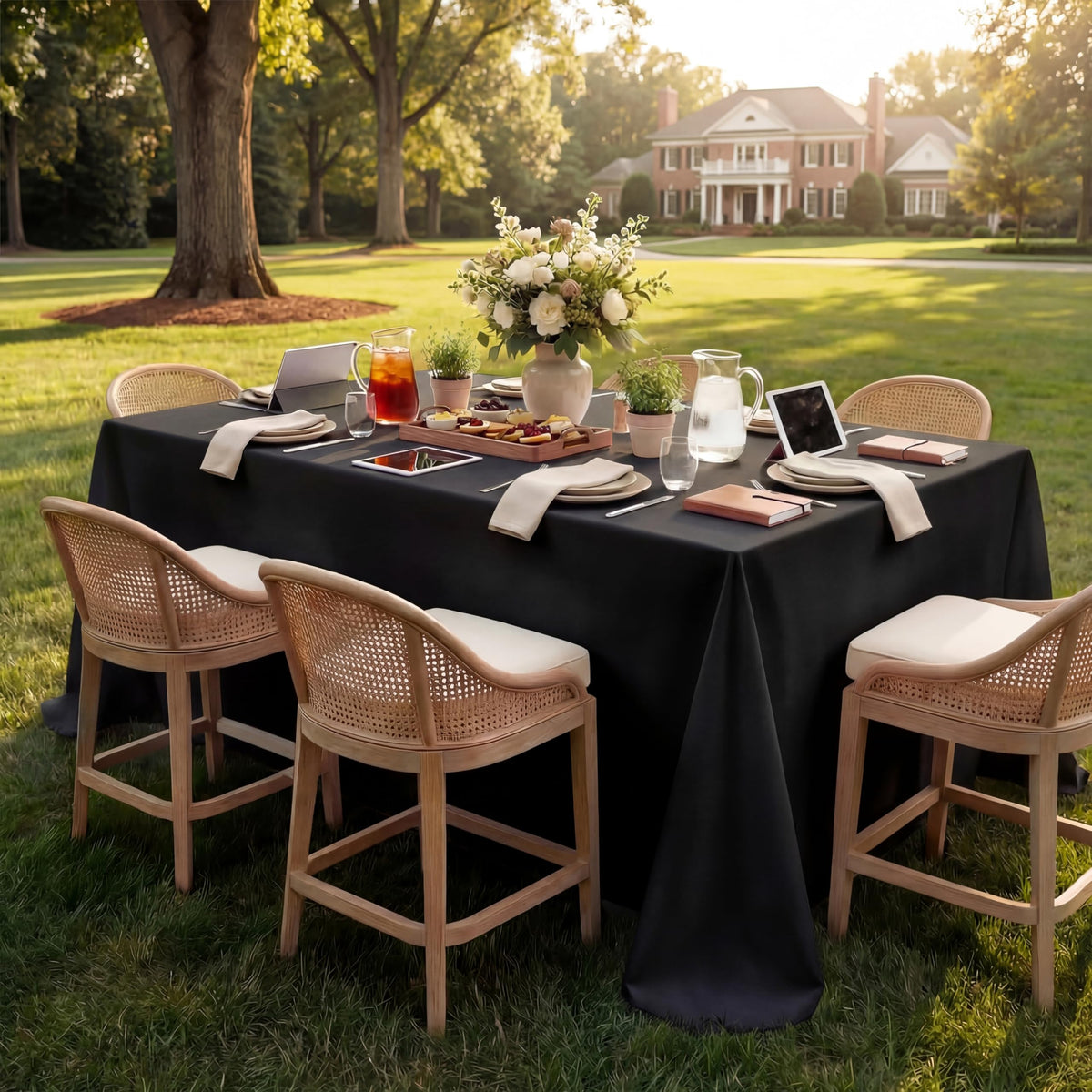 Softalker Rectangle Tablecloth, Waterproof Table Cloths Wrinkle Free Fabric Washable Polyester Table Cover for Dining Party Outdoor Camping Wedding - 60 x 84 inch, Black