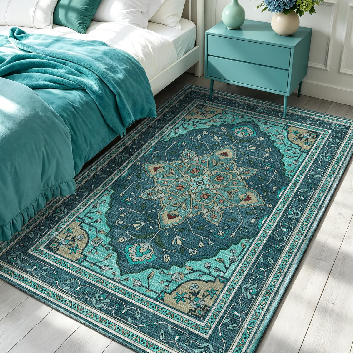 YARNSCAPE 2' x 3' Machine Washable Area Rug, Non-Slip Low-Pile Carpet