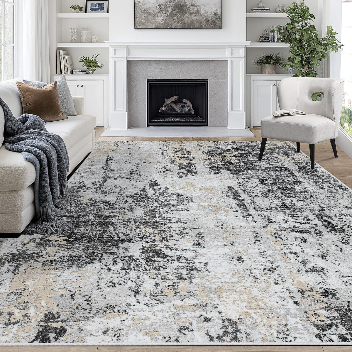 8x10 Area Rugs for Living Room Washable Bedroom Dining Room Blue Grey