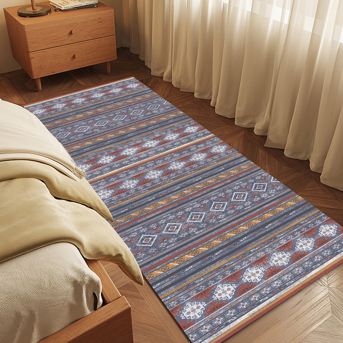 RUGSURE Washable Area Rugs - Perfect for Living Room, Bedroom, Kids Room, Nursery - Stain & Water Resistant Non-Slip, Pet & Child Friendly, Vintage Tribal Area Rugs (Green, 5' x 7')