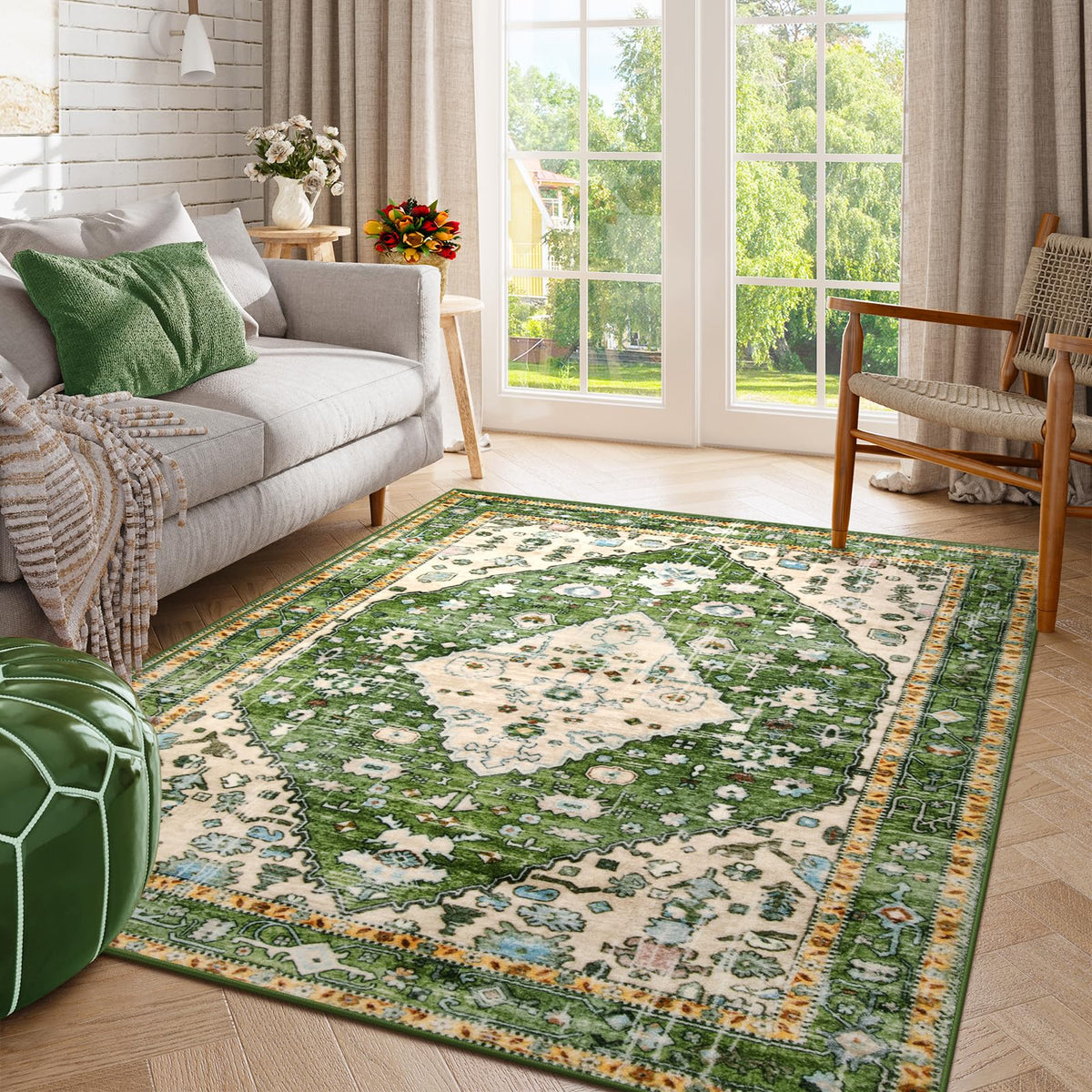 Lahome Felice Boho Tribal 2x3 Washable Small Rugs for Entryway Doormat Indoor Entrance, Throw Rugs with Rubber Backing, Bohemian Soft Non-Slip Bathroom Carpet for Bath Front Door Kitchen Floor