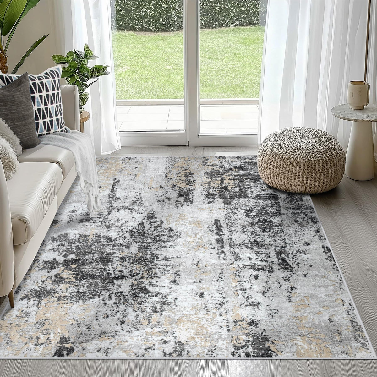 8x10 Area Rugs for Living Room Washable Bedroom Dining Room Blue Grey