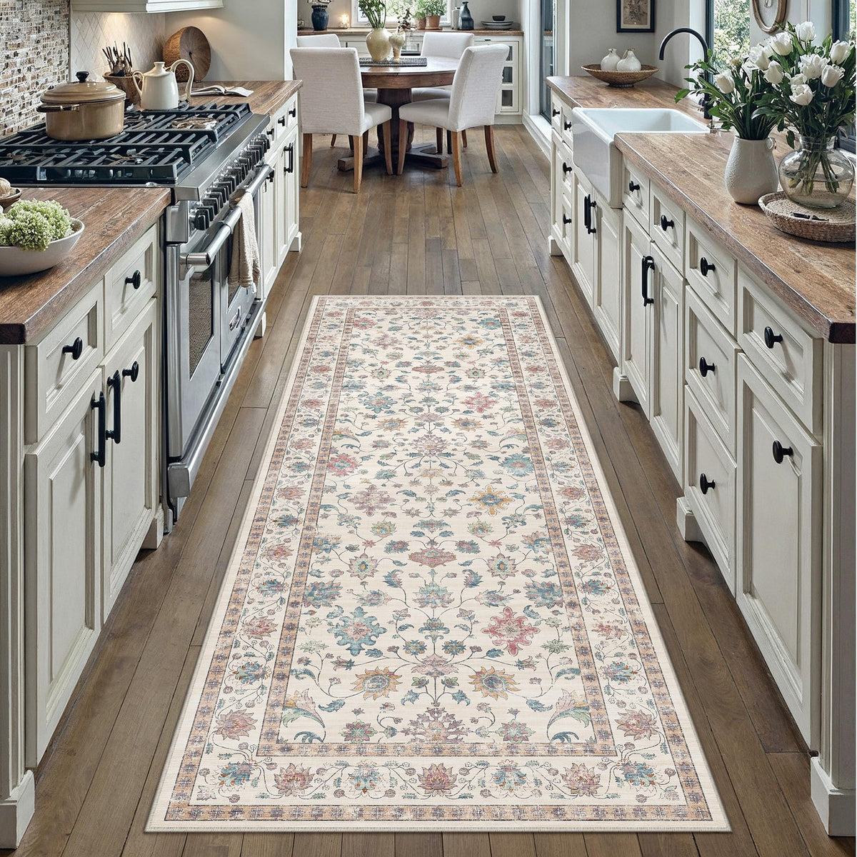HUGEAR 3x5 Colorful Retro Floral Washable Area Rug for Entryway
