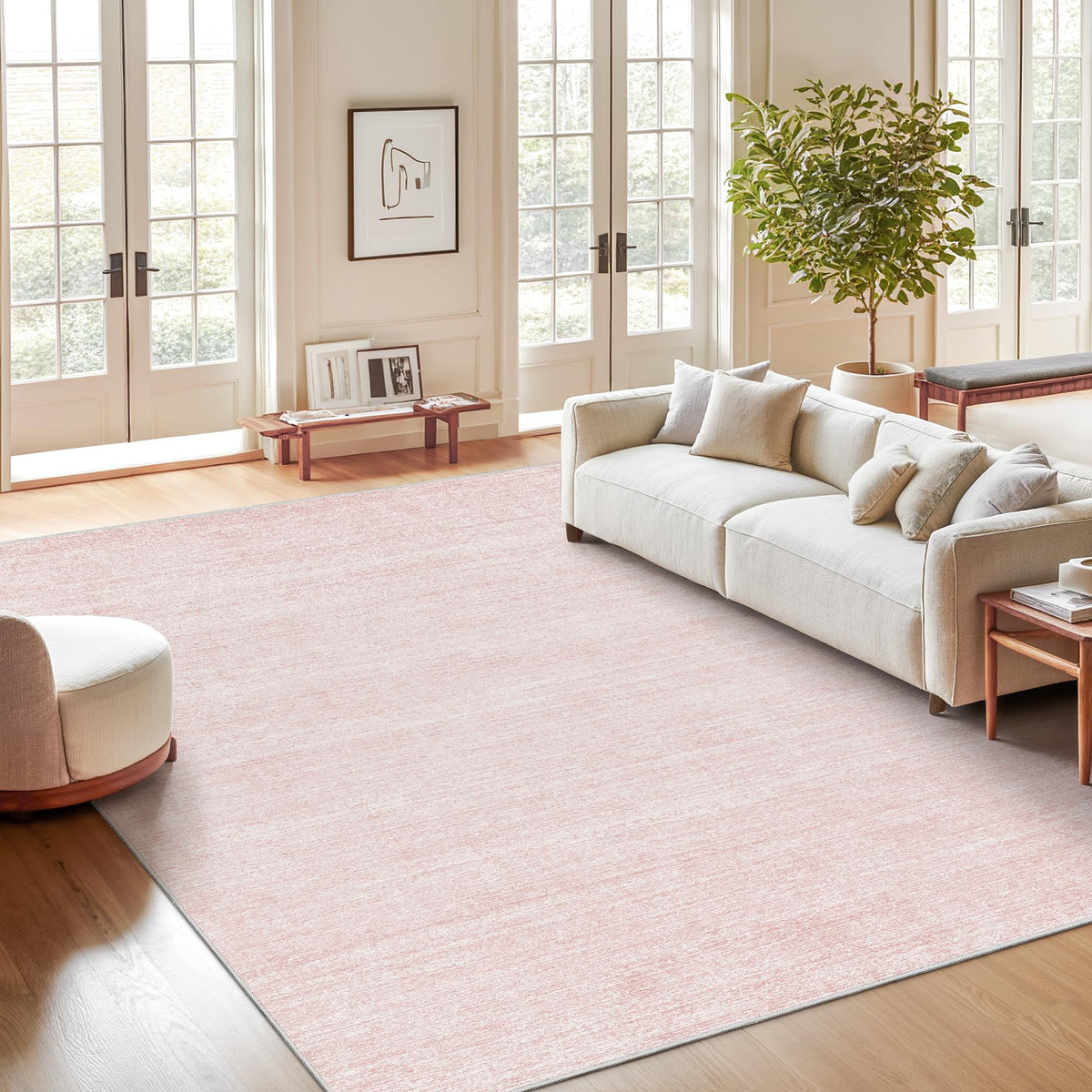 Valenrug Washable Rugs 5x7, Non Slip Large Area Rugs for Living Room, Beige